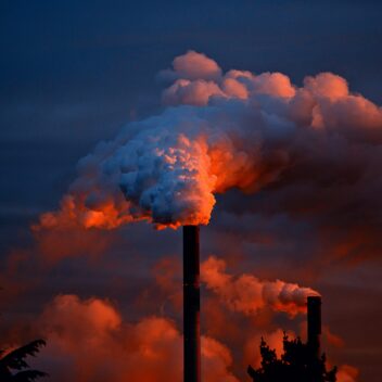 smoking chimneys sunset