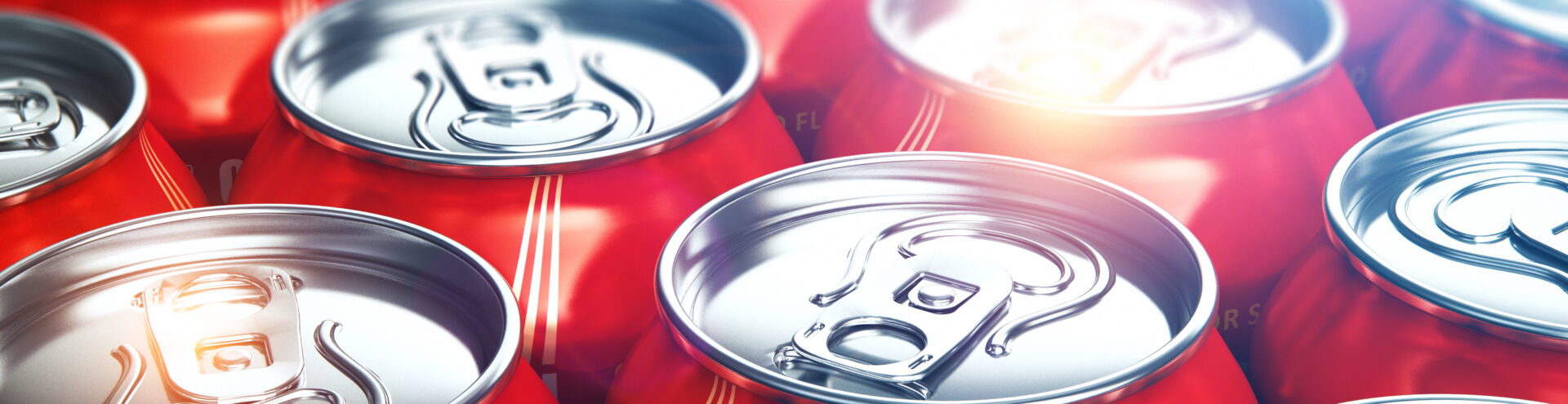 tops of coca-cola cans close-up