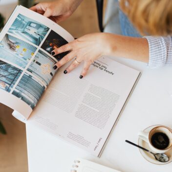 woman reading magazine